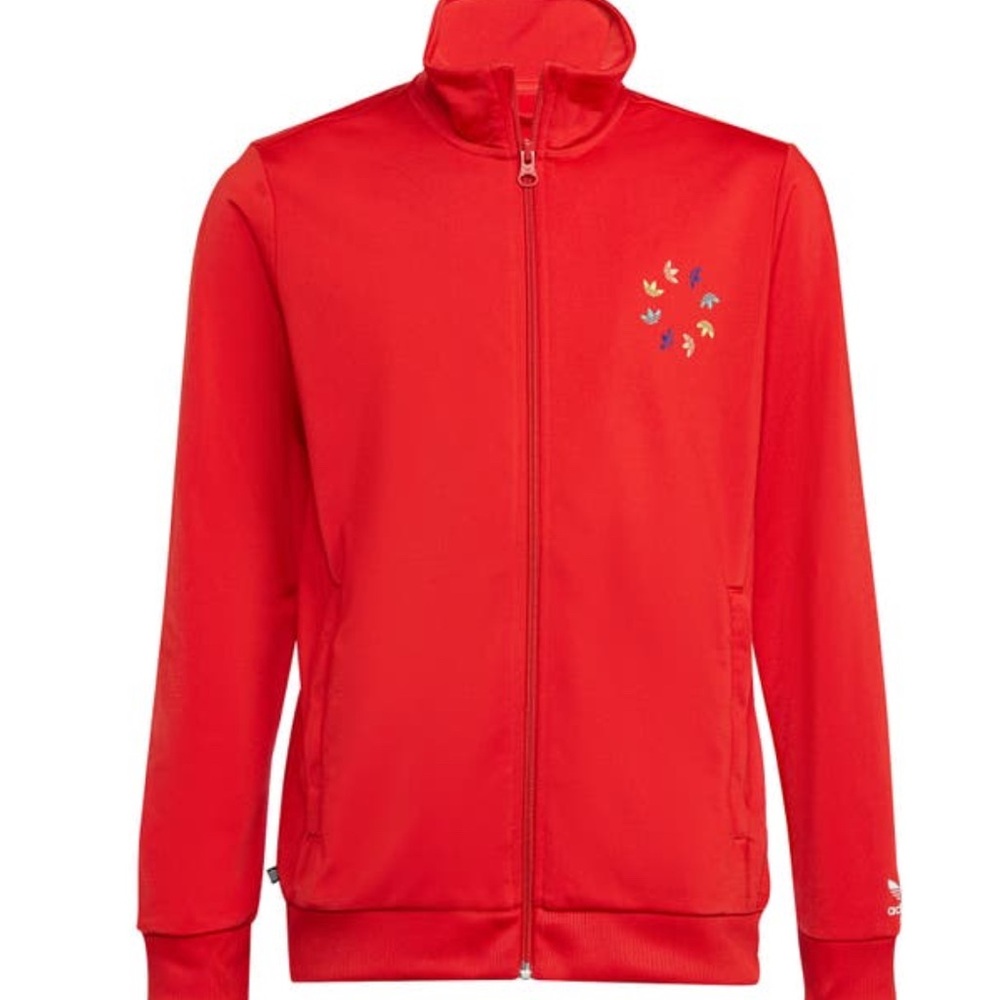 Adidas Red Track Jacket Unisex ZIP-UP SWEATSHIRT WITH TURTLENECK AND LOGO PRINT